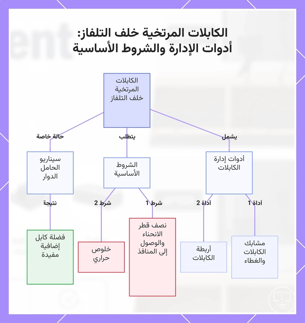 الكابلات المرتخية خلف التلفاز: أدوات الإدارة والشروط الأساسية