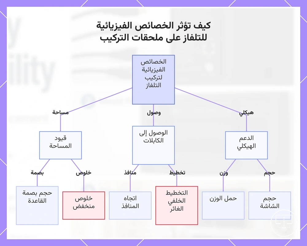 كيف تؤثر الخصائص الفيزيائية للتلفاز على ملحقات التركيب