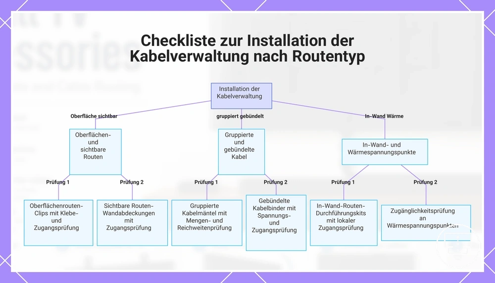 Checkliste zur Installation der Kabelverwaltung nach Routentyp