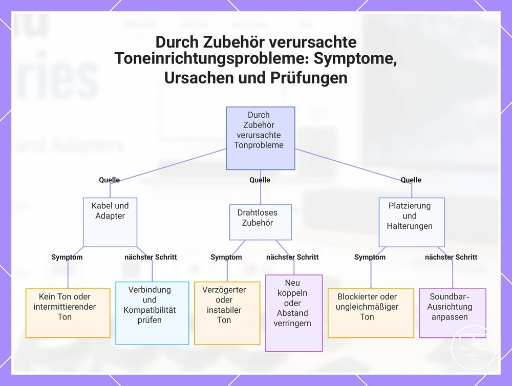 Durch Zubehör verursachte Toneinrichtungsprobleme: Symptome, Ursachen und Prüfungen