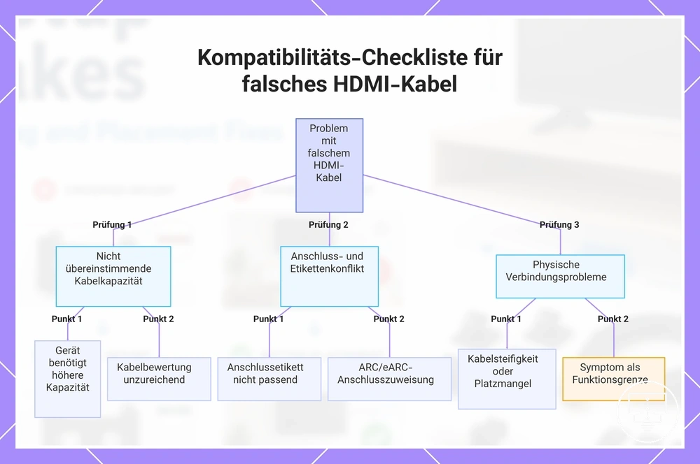 Kompatibilitäts-Checkliste für falsches HDMI-Kabel