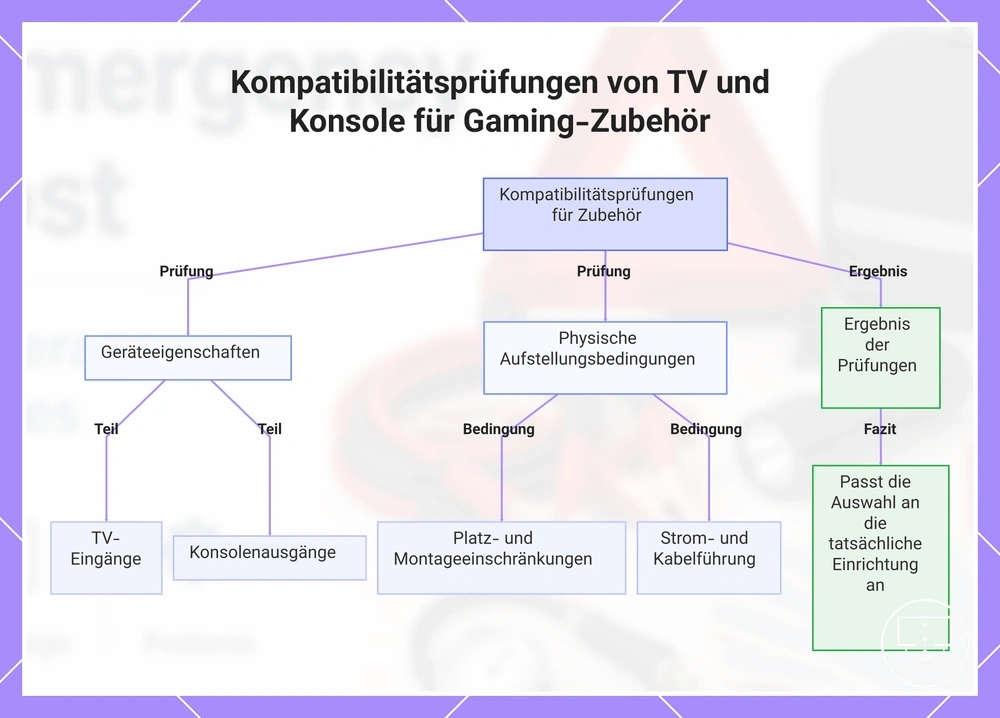 Kompatibilitätsprüfungen von TV und Konsole für Gaming-Zubehör