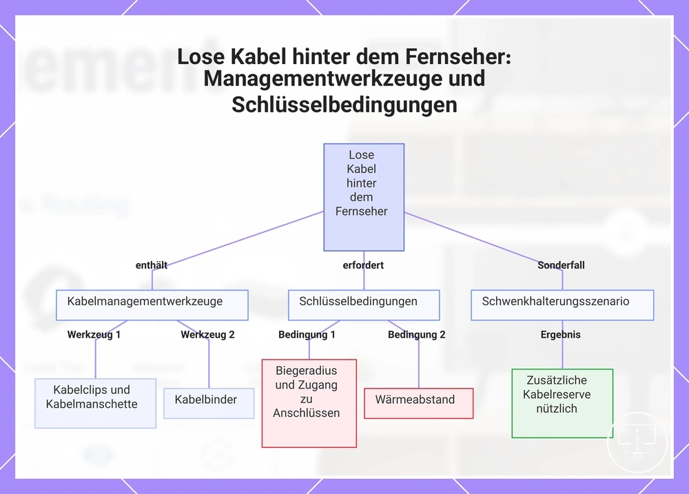 Lose Kabel hinter dem Fernseher: Managementwerkzeuge und Schlüsselbedingungen
