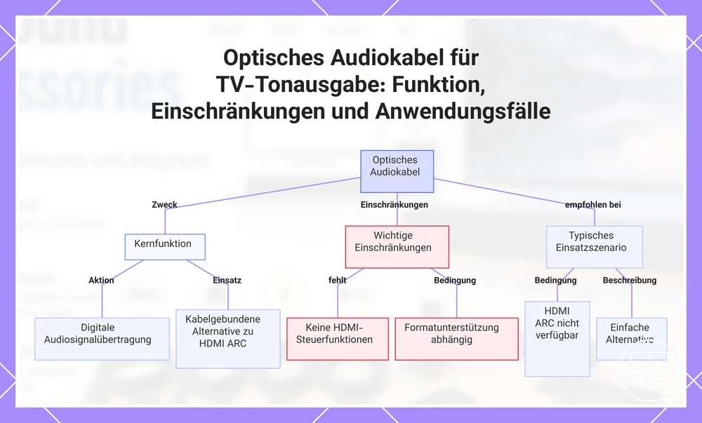 Optisches Audiokabel für TV-Tonausgabe: Funktion, Einschränkungen und Anwendungsfälle