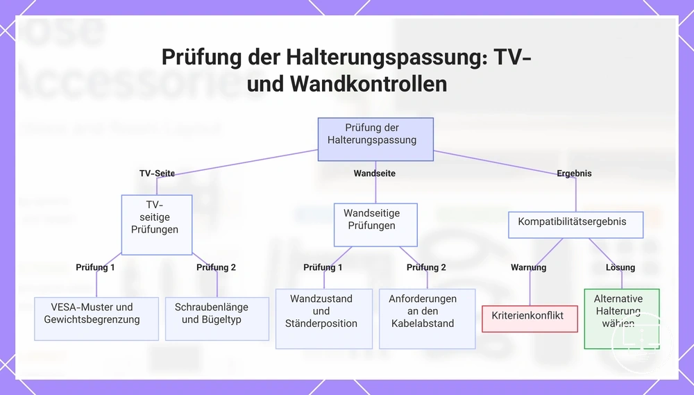 Prüfung der Halterungspassung: TV- und Wandkontrollen