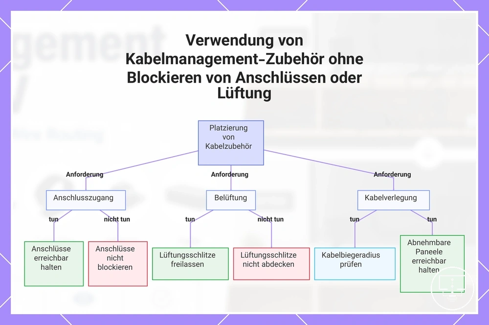 Verwendung von Kabelmanagement-Zubehör ohne Blockieren von Anschlüssen oder Lüftung