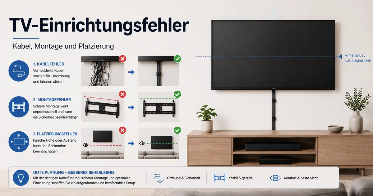 Häufige TV-Einrichtungsfehler werden mit Kabel-, Montage- und Platzierungszubehör behoben