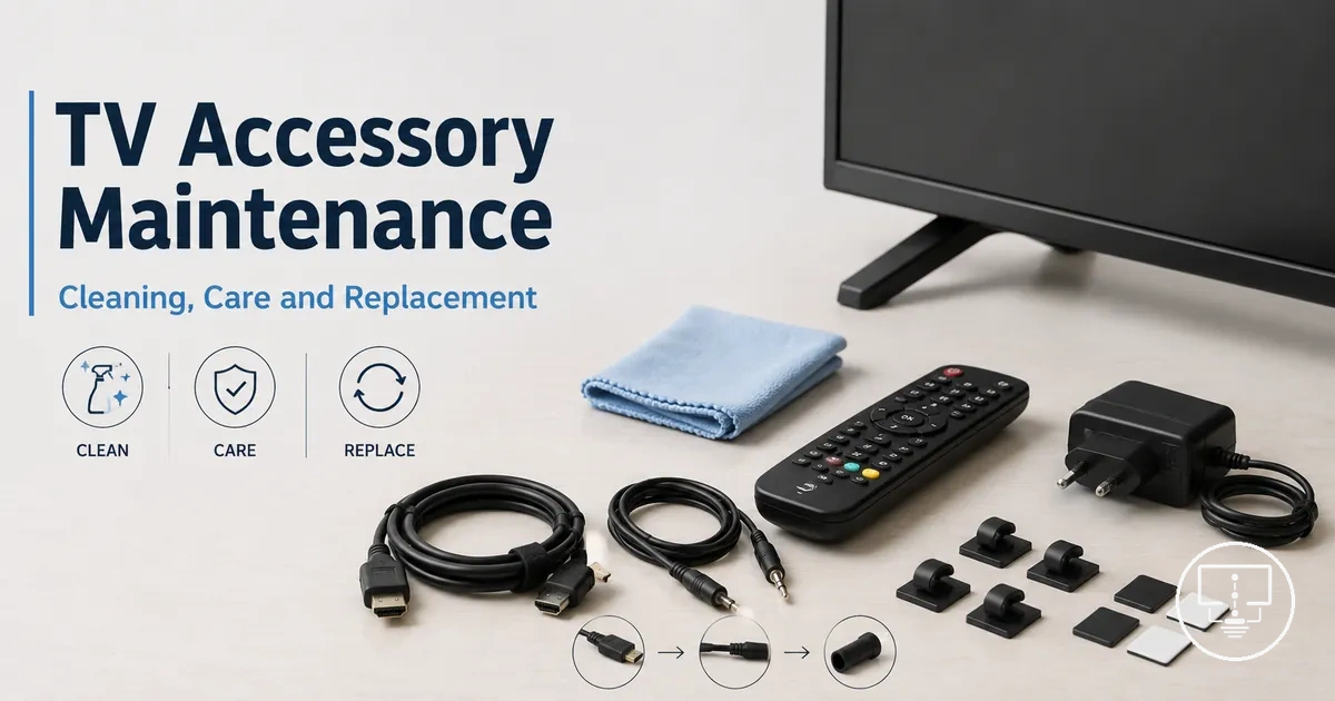TV setup accessories prepared for cleaning, maintenance and replacement