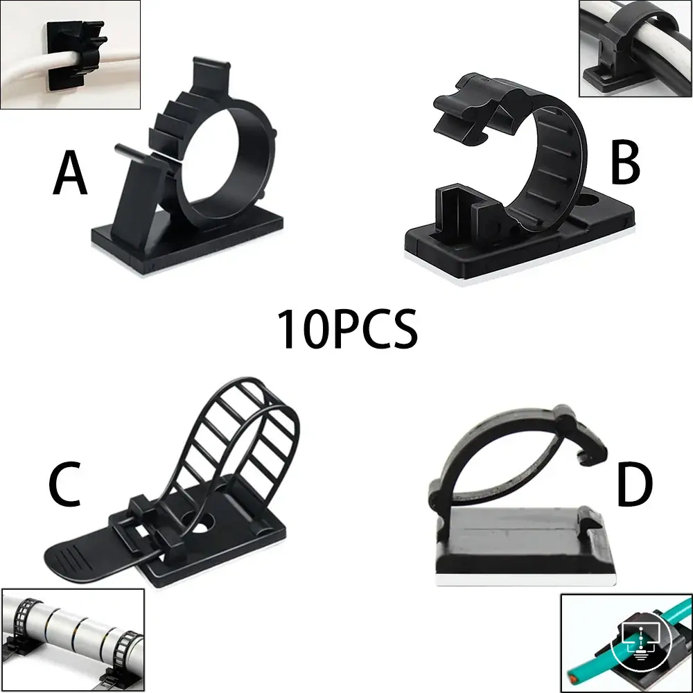 Cable organizer clips for holding TV cords and desk wires