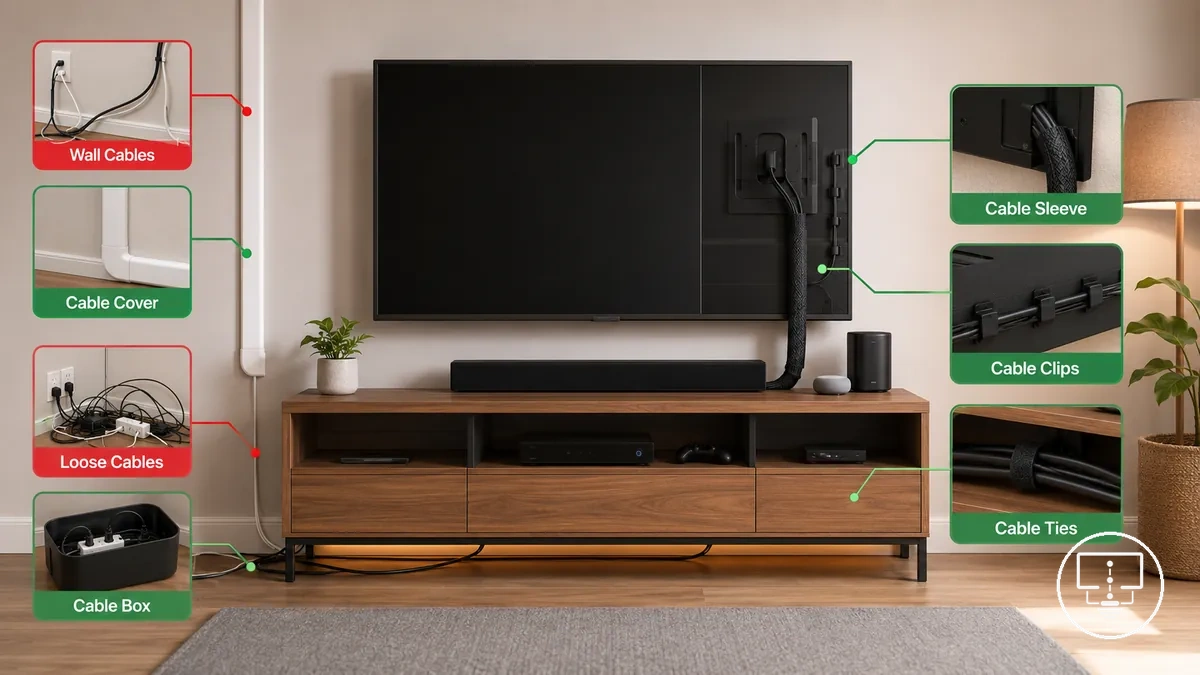 Matching cable management accessories to common TV cable problems