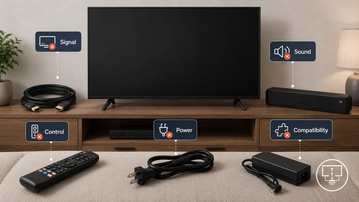 Common symptom areas for TV setup accessory problems