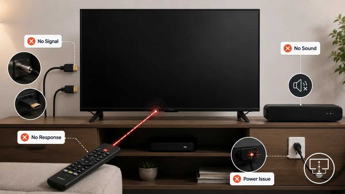 Common accessory-related symptom categories in a TV setup