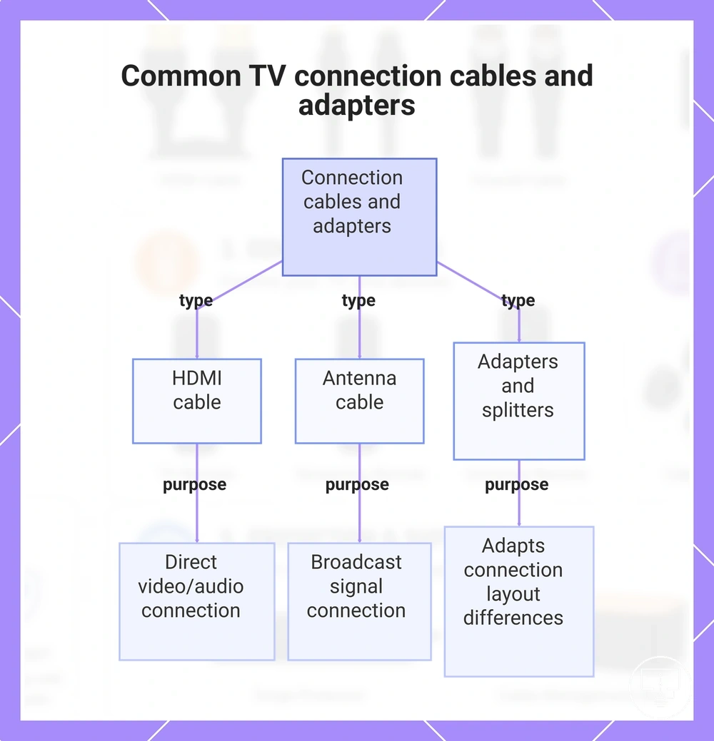 Common TV connection cables and adapters