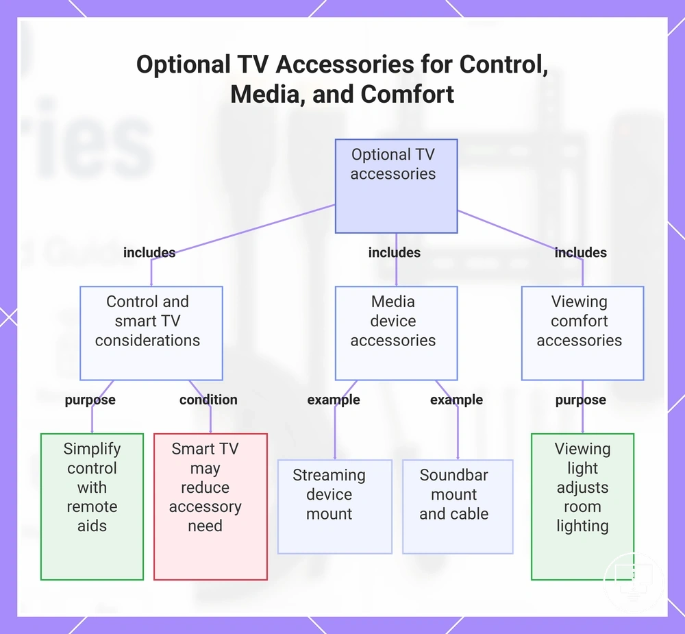 Optional TV Accessories for Control, Media, and Comfort