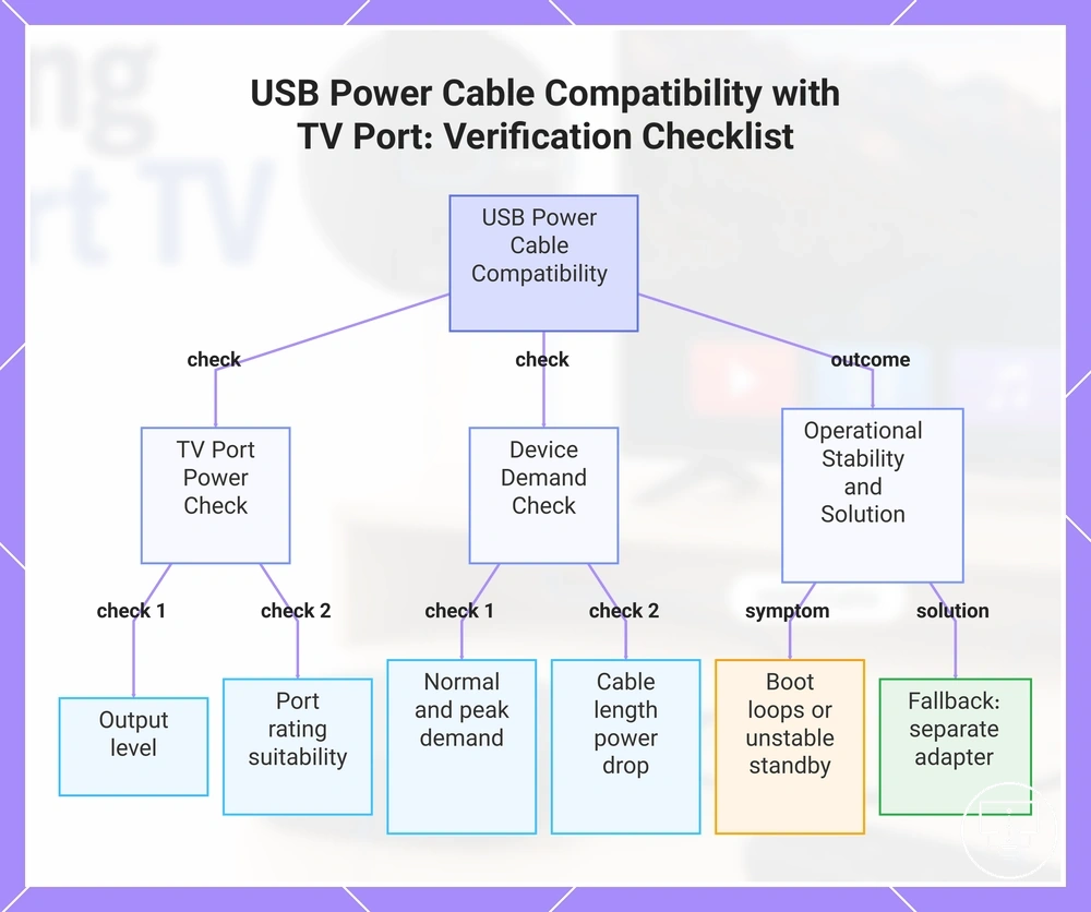 USB Power Cable Compatibility with TV Port: Verification Checklist