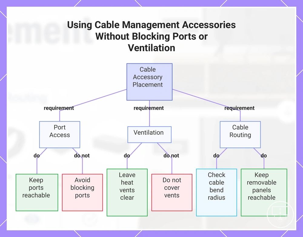 Using Cable Management Accessories Without Blocking Ports or Ventilation