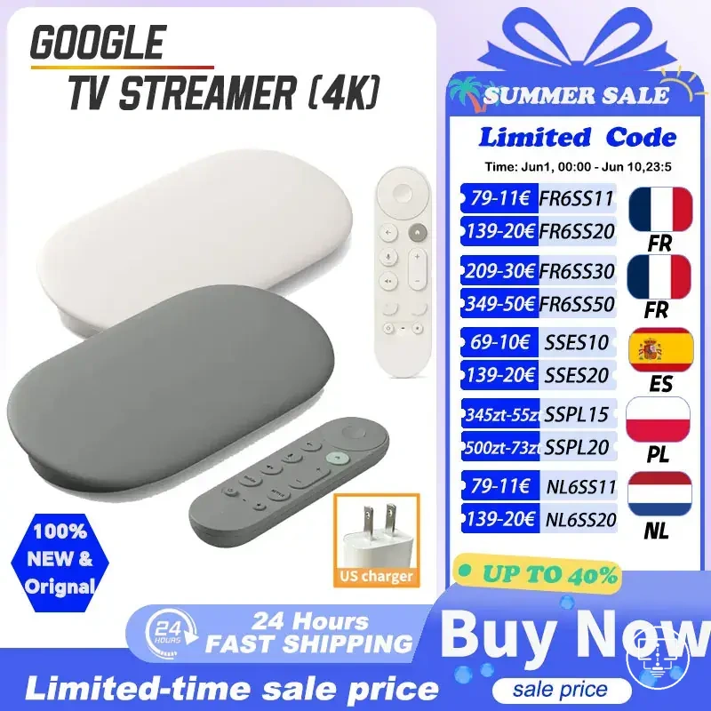 Dispositivo de streaming Google TV 4K con cargador