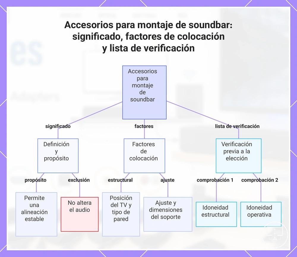 Accesorios para montaje de soundbar: significado, factores de colocación y lista de verificación