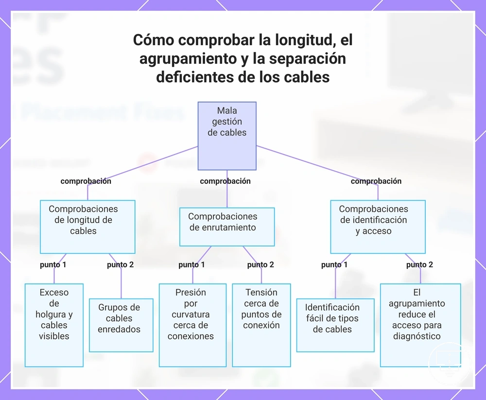 Cómo comprobar la longitud, el agrupamiento y la separación deficientes de los cables