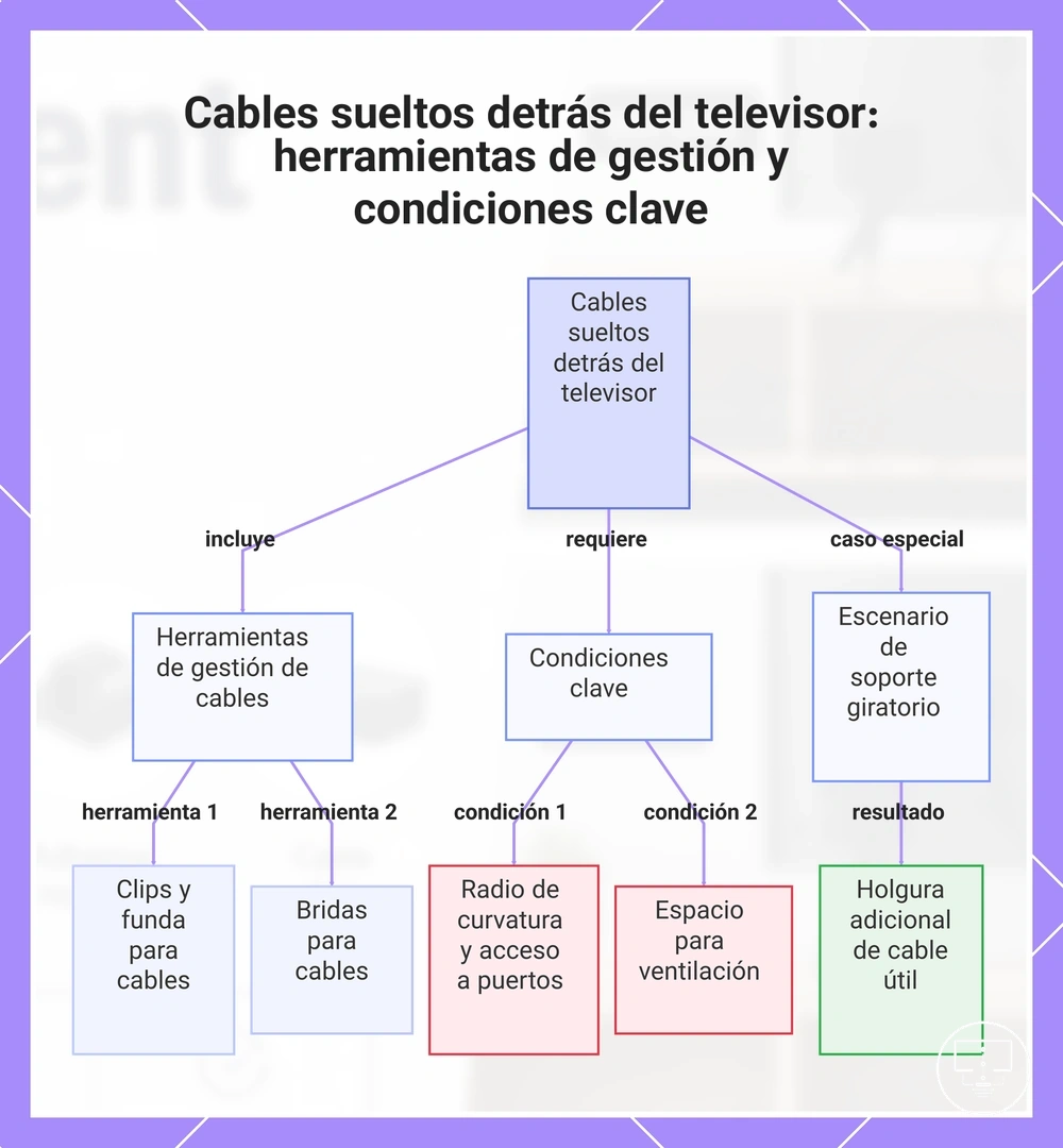 Cables sueltos detrás del televisor: herramientas de gestión y condiciones clave
