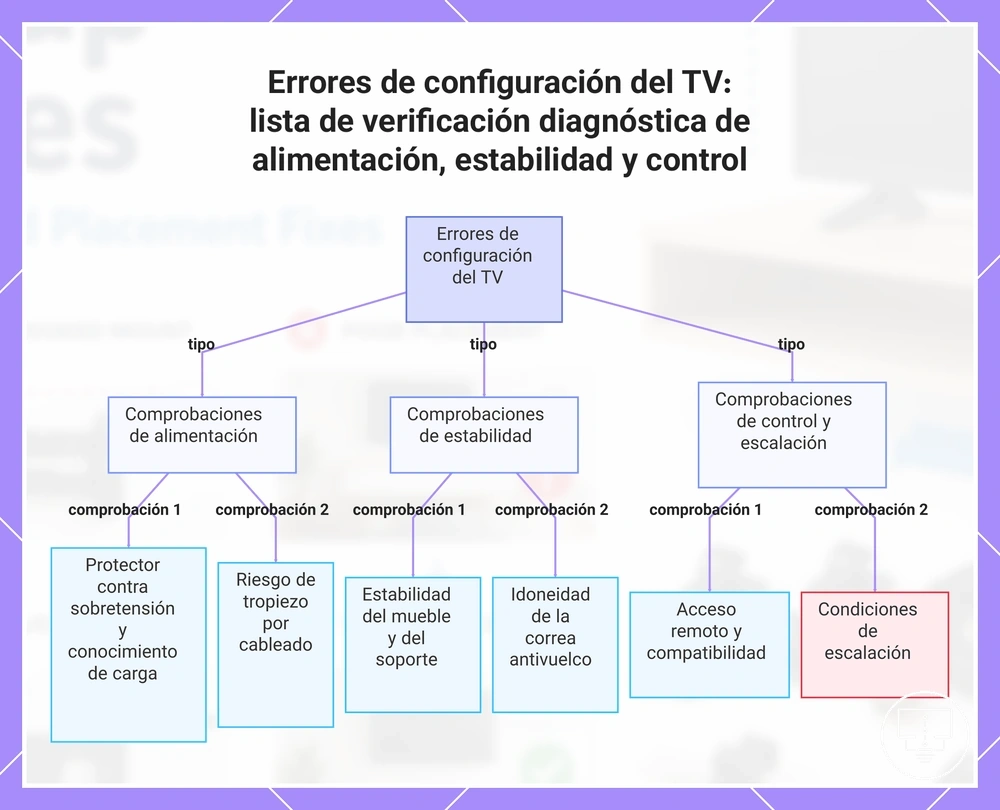 Errores de configuración del TV: lista de verificación diagnóstica de alimentación, estabilidad y control