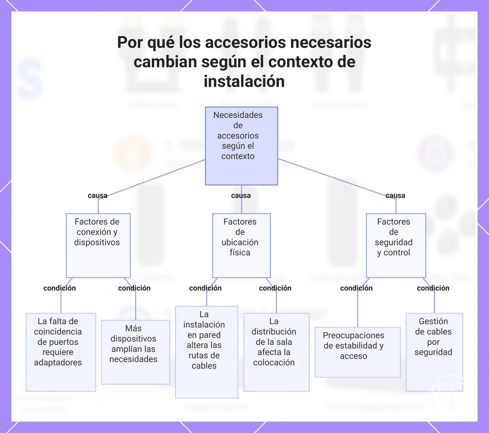 Por qué los accesorios necesarios cambian según el contexto de instalación