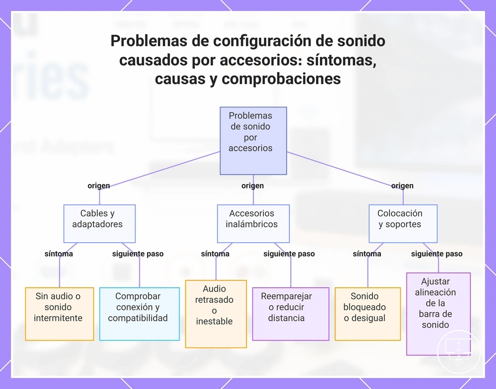 Problemas de configuración de sonido causados por accesorios: síntomas, causas y comprobaciones