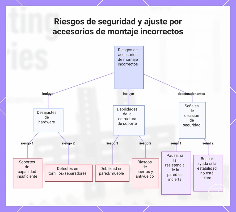 Riesgos de seguridad y ajuste por accesorios de montaje incorrectos