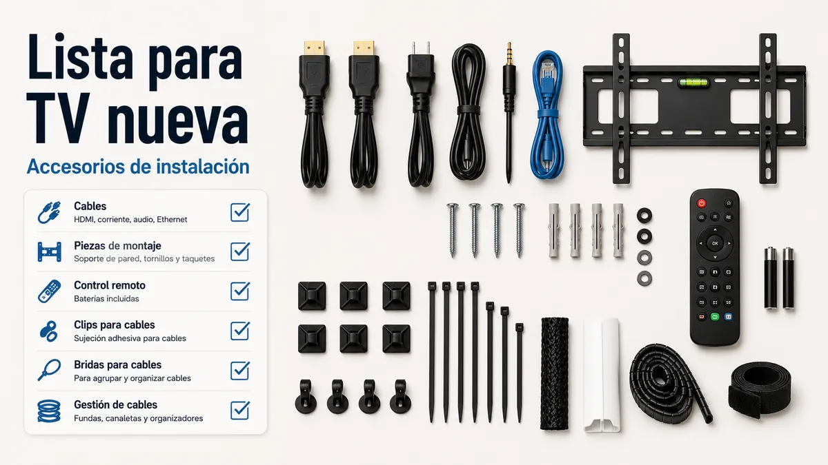 Lista de accesorios esenciales para instalar y configurar una televisión nueva