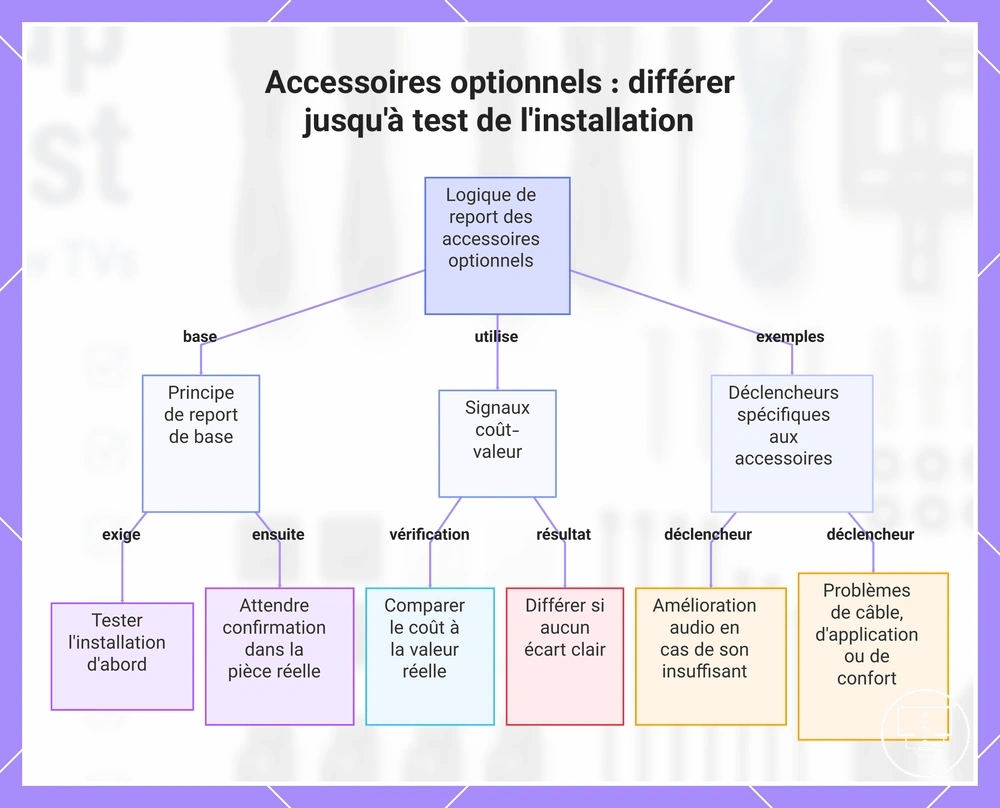 Accessoires optionnels : différer jusqu'à test de l'installation