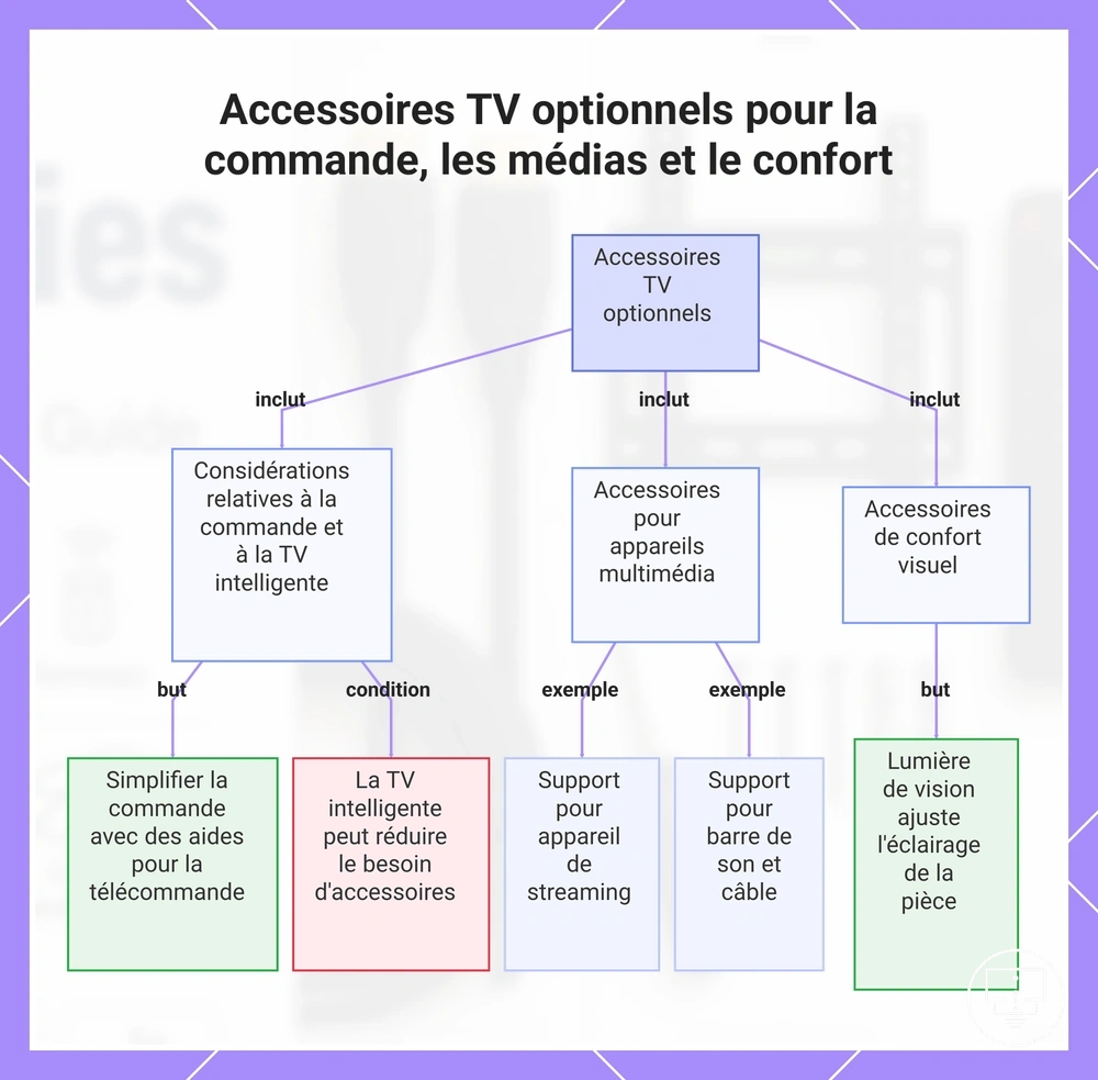 Accessoires TV optionnels pour la commande, les médias et le confort