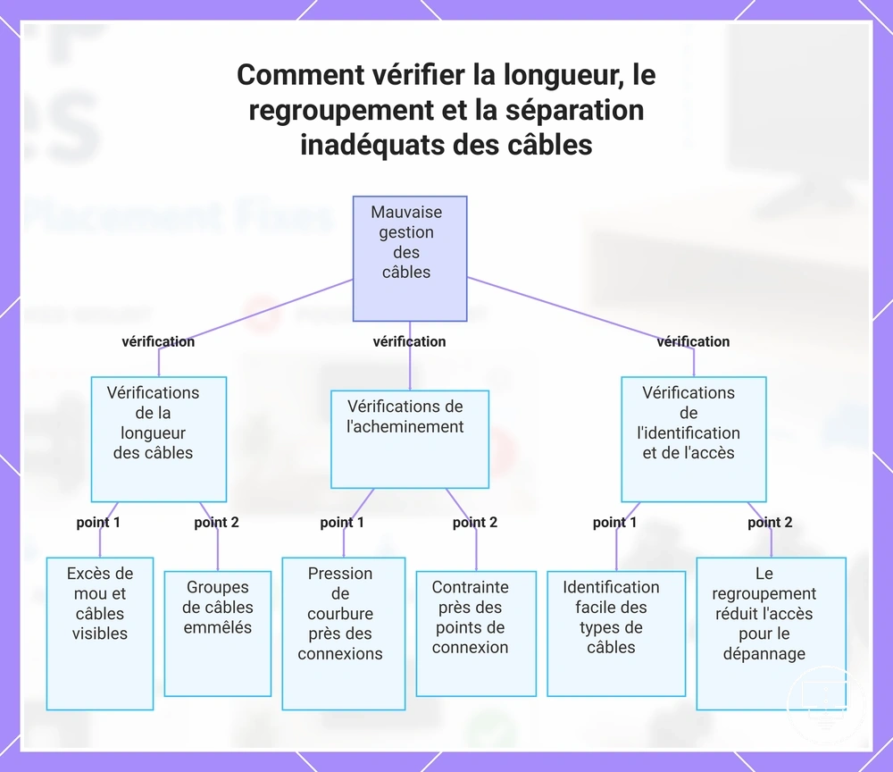 Comment vérifier la longueur, le regroupement et la séparation inadéquats des câbles