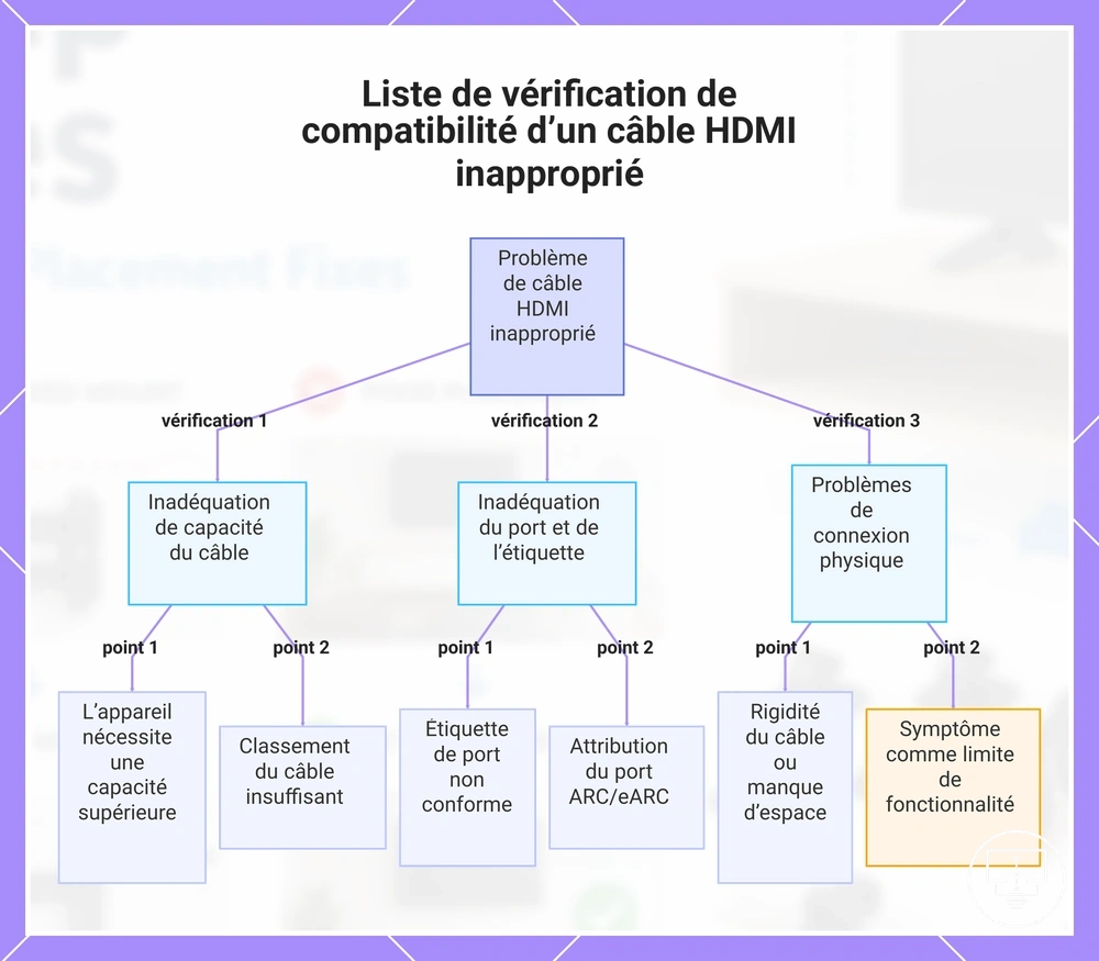Liste de vérification de compatibilité d’un câble HDMI inapproprié