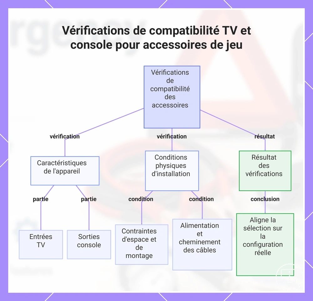 Vérifications de compatibilité TV et console pour accessoires de jeu