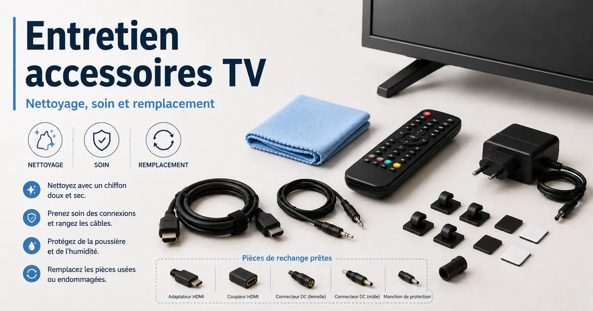 Accessoires pour installer une TV préparés pour le nettoyage, l’entretien et le remplacement