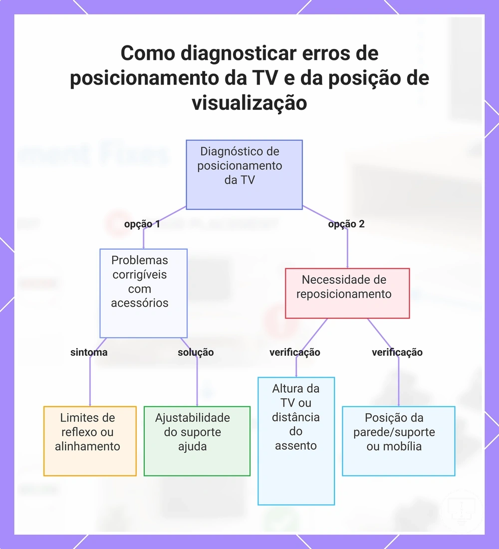 Como diagnosticar erros de posicionamento da TV e da posição de visualização