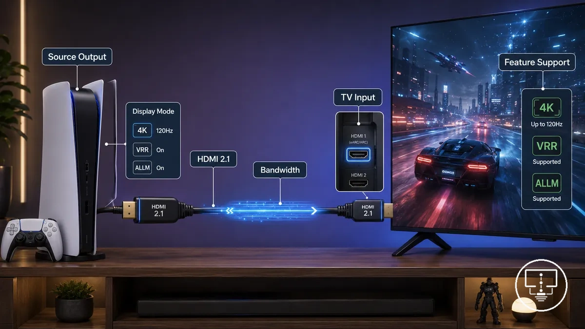 Condições de conexão HDMI para suporte a largura de banda e alta taxa de atualização