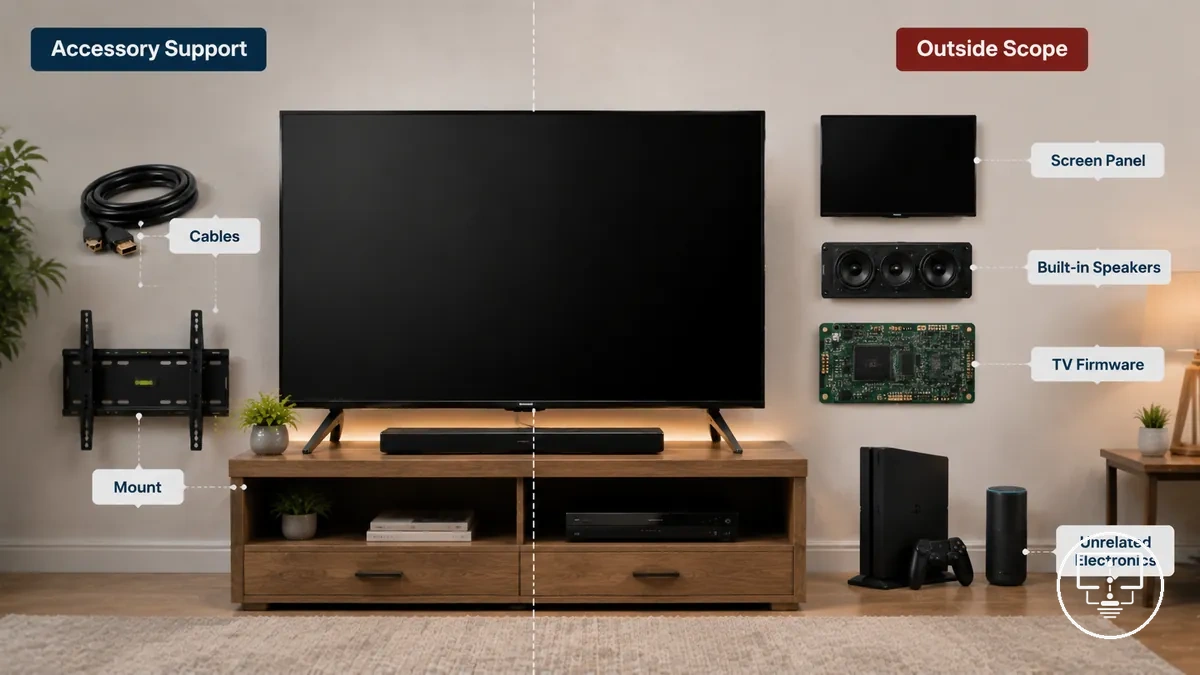 Exemplos de itens que geralmente não são acessórios para configurar TV