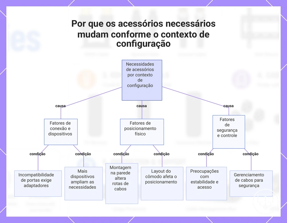 Por que os acessórios necessários mudam conforme o contexto de configuração