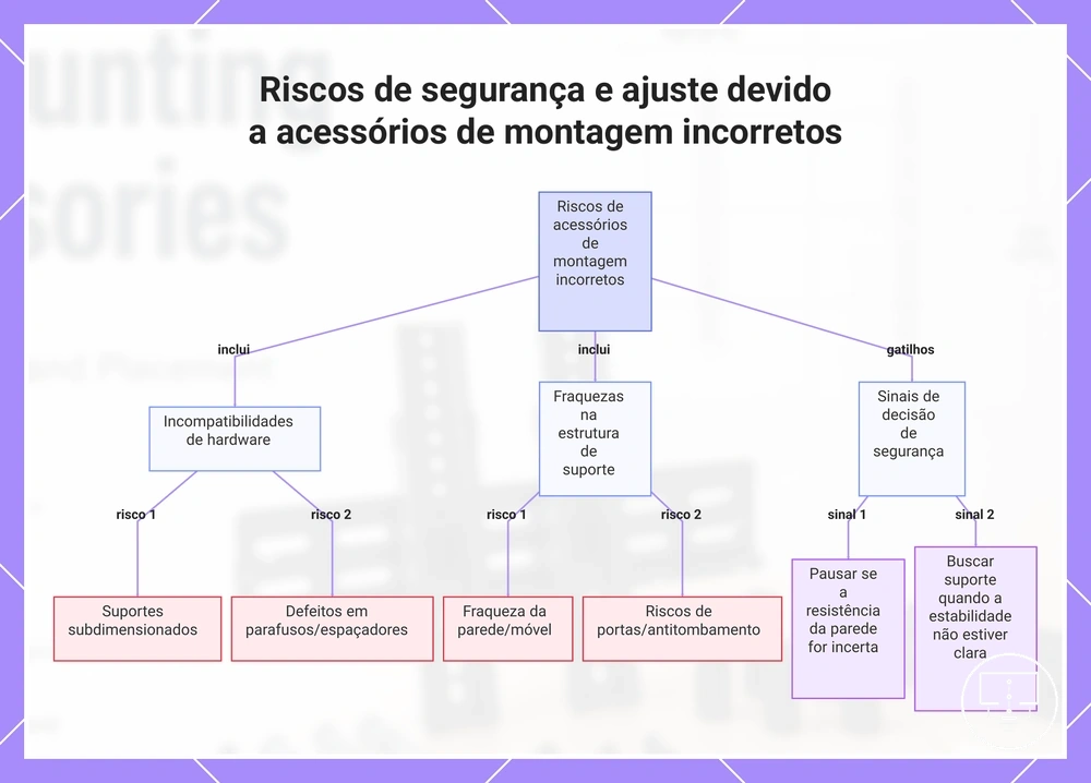 Riscos de segurança e ajuste devido a acessórios de montagem incorretos