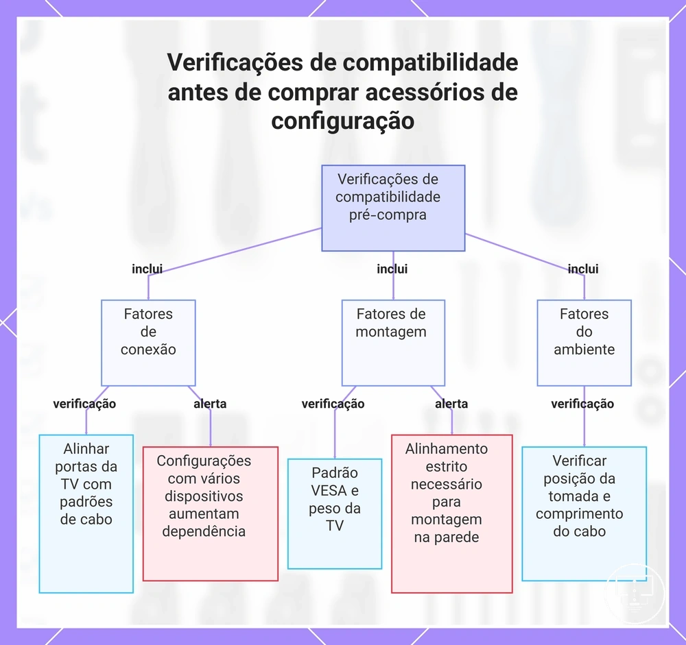 Verificações de compatibilidade antes de comprar acessórios de configuração