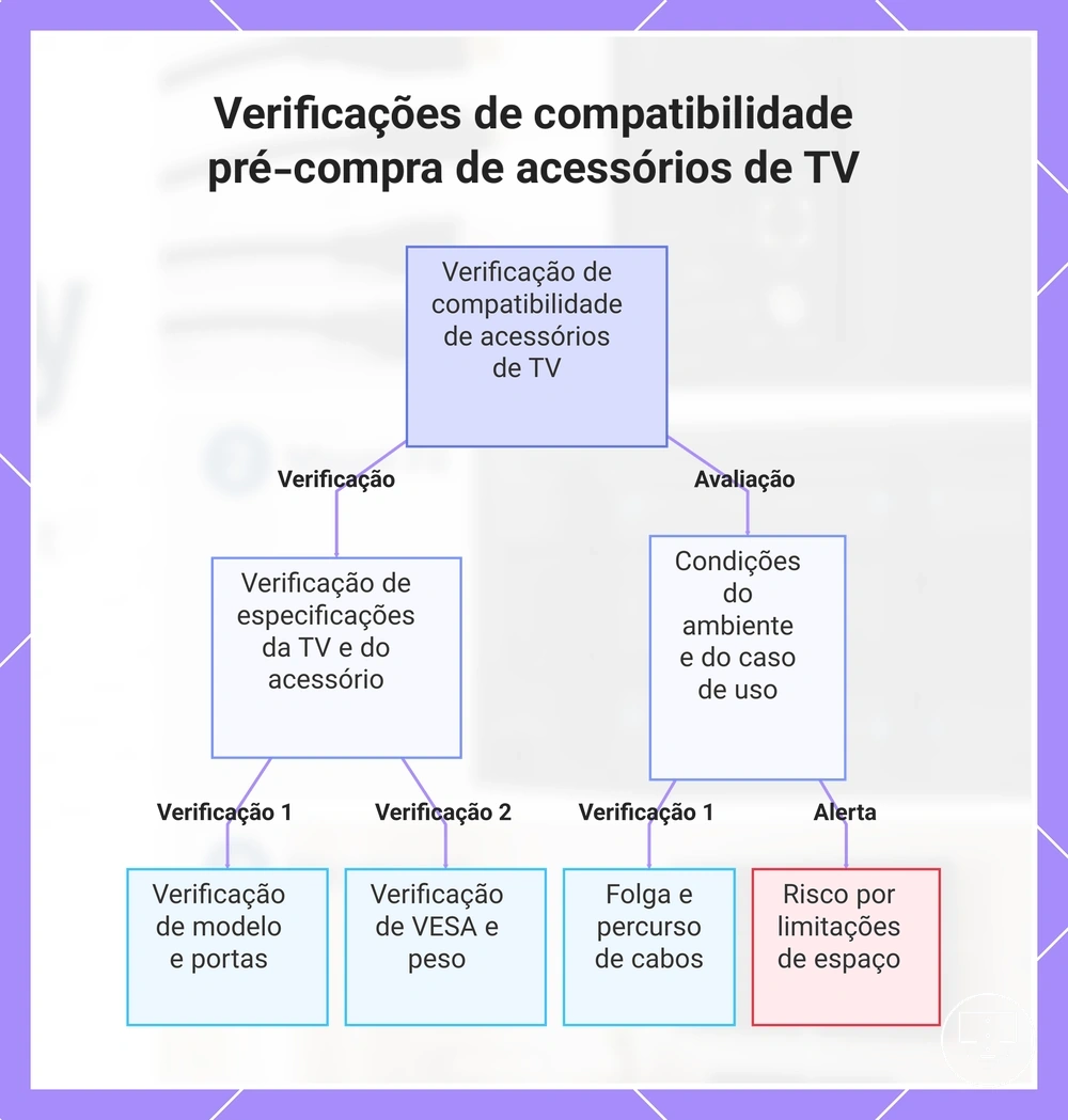 Verificações de compatibilidade pré-compra de acessórios de TV