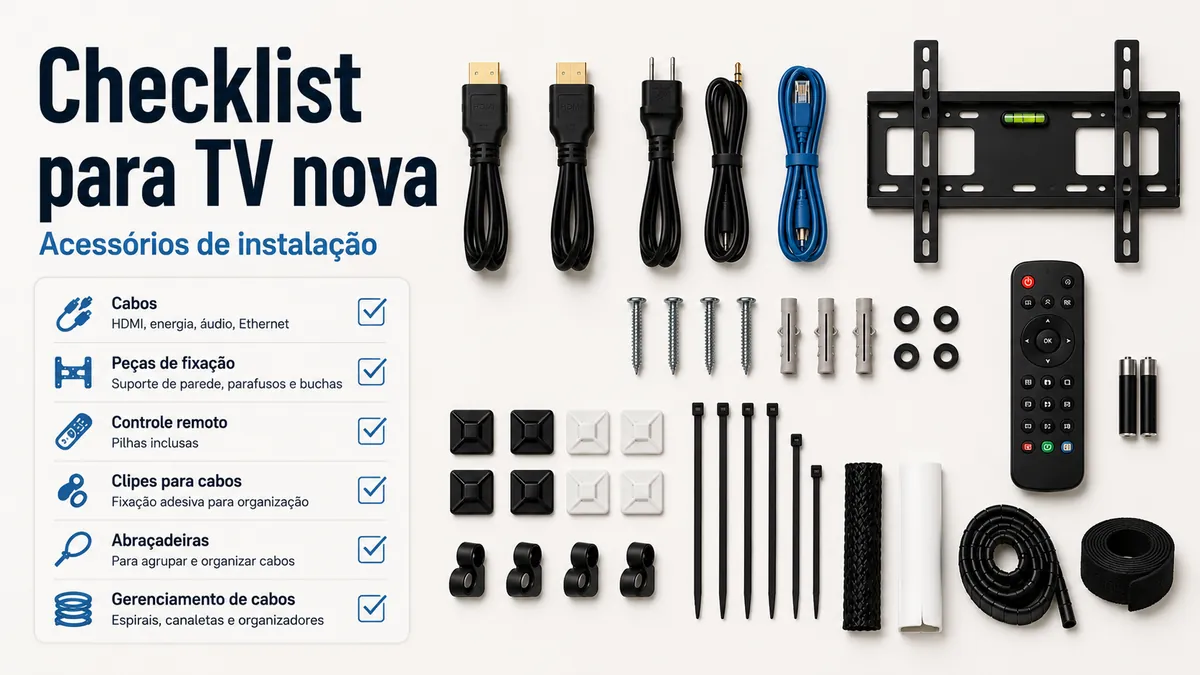 Checklist de acessórios essenciais para instalar e configurar uma televisão nova