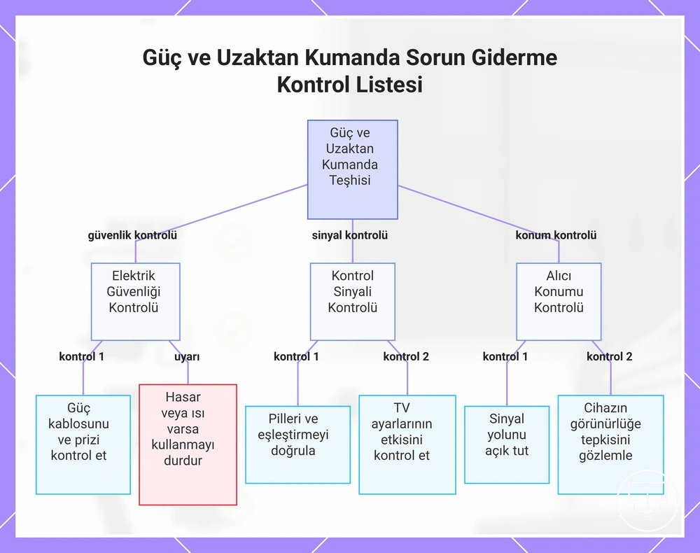 Güç ve Uzaktan Kumanda Sorun Giderme Kontrol Listesi