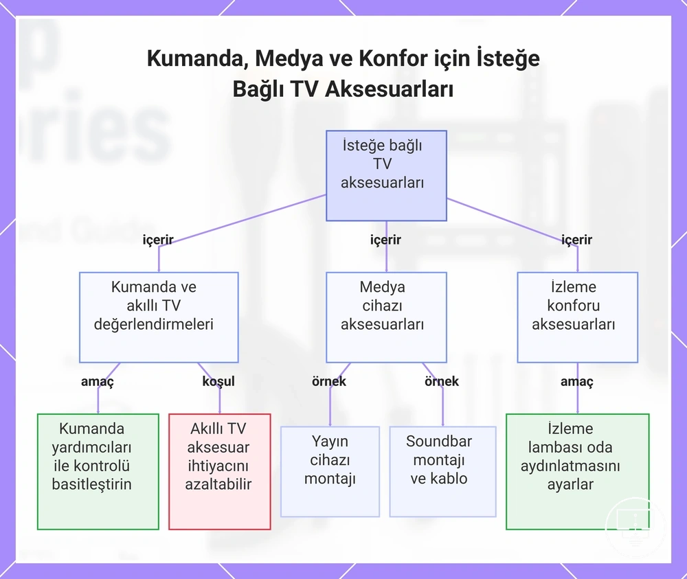 Kumanda, Medya ve Konfor için İsteğe Bağlı TV Aksesuarları