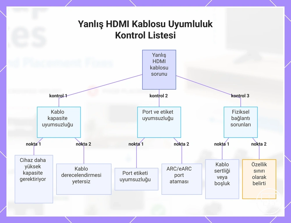 Yanlış HDMI Kablosu Uyumluluk Kontrol Listesi